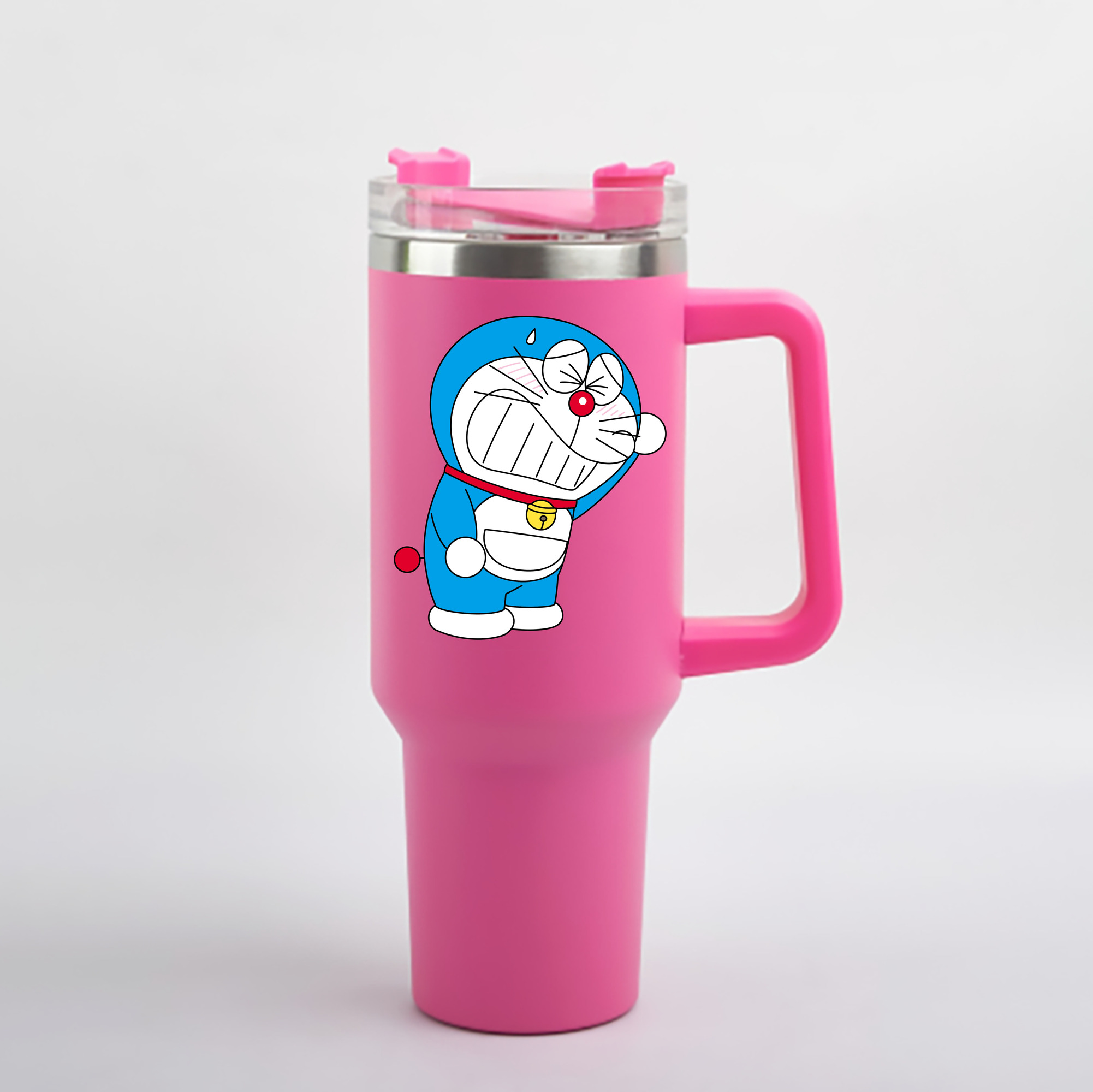 （画像用） ドラえもん Doraemon 1200mL車用タンブラー - クリスタルステッカー（プラスチックストロー付き）